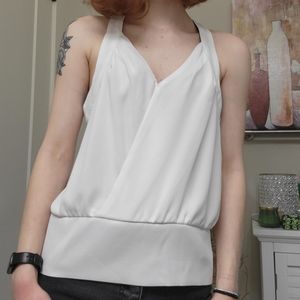 NWY NY & Co. White Halter Neck Blouse